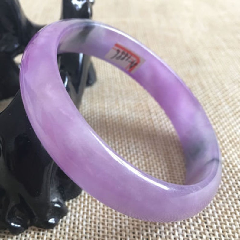 58mm Lavender Jadeite JADE with Flower Bracelet Bangle #886