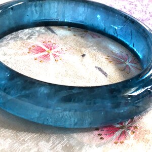 62.52mm Natural Devil Blue Aquamarine Crystal Gemstone Bangle Bracelet Handmade