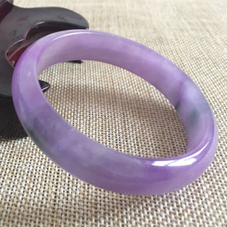 58mm Lavender Jadeite JADE with Flower Bracelet Bangle #886