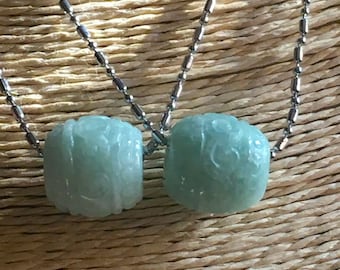Jadeite Jade Donut Hand-carved Really Nice Light Green on Chain