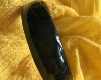 63mm Black Green Nephrite Certified Jade Bangle Stunning 20mm thick band #367