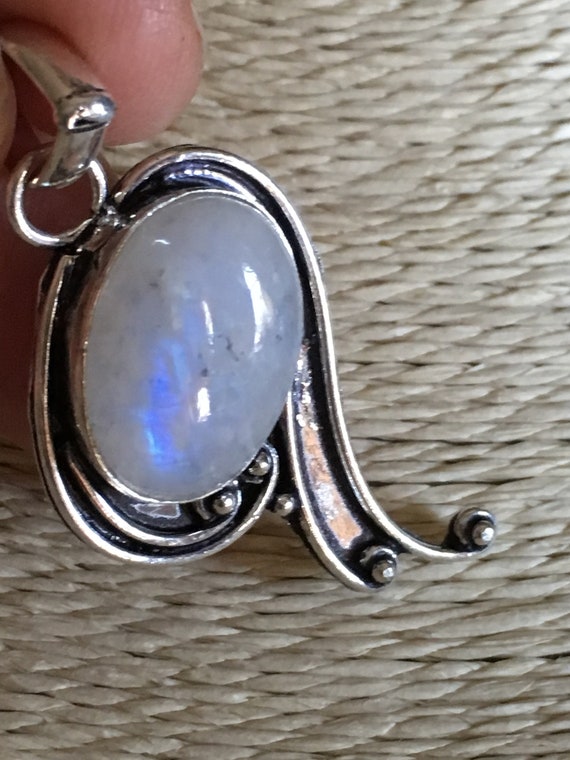 June Birthstone Rainbow Moonstone Pendant 1.5 inch