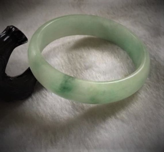 60mm Fei Cui Green White Jadeite Jade Bangle Square Cut 142 Etsy