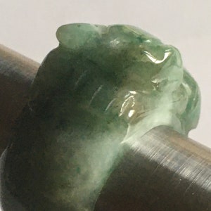 Sz11.5 Green White Bicolor Jadeite Jade Certified PiXiu Ring #Man  Band #788