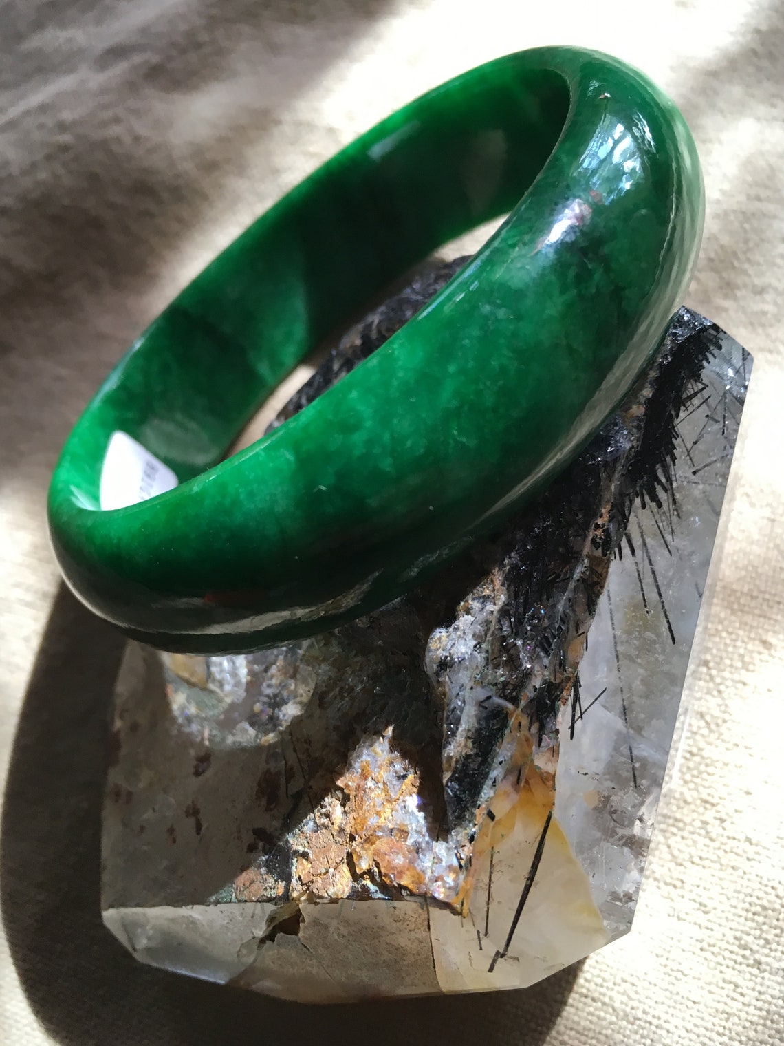 62.53 Mm Spinach Green Jadeite Bangle Bracelet 421 Thick Etsy