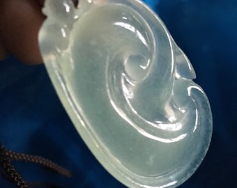 Rare Icy Jadeite Jade Gourd Large Lite Green Translucent with 14mm Isabellenius Brown Bead 29" Necklace #589