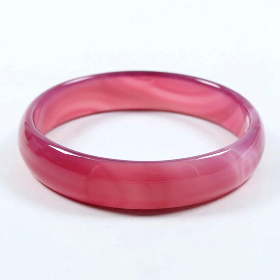 67.5mm Fuschia Banded Dark Pink Agate Bangle Bracelet #720  display picture 1