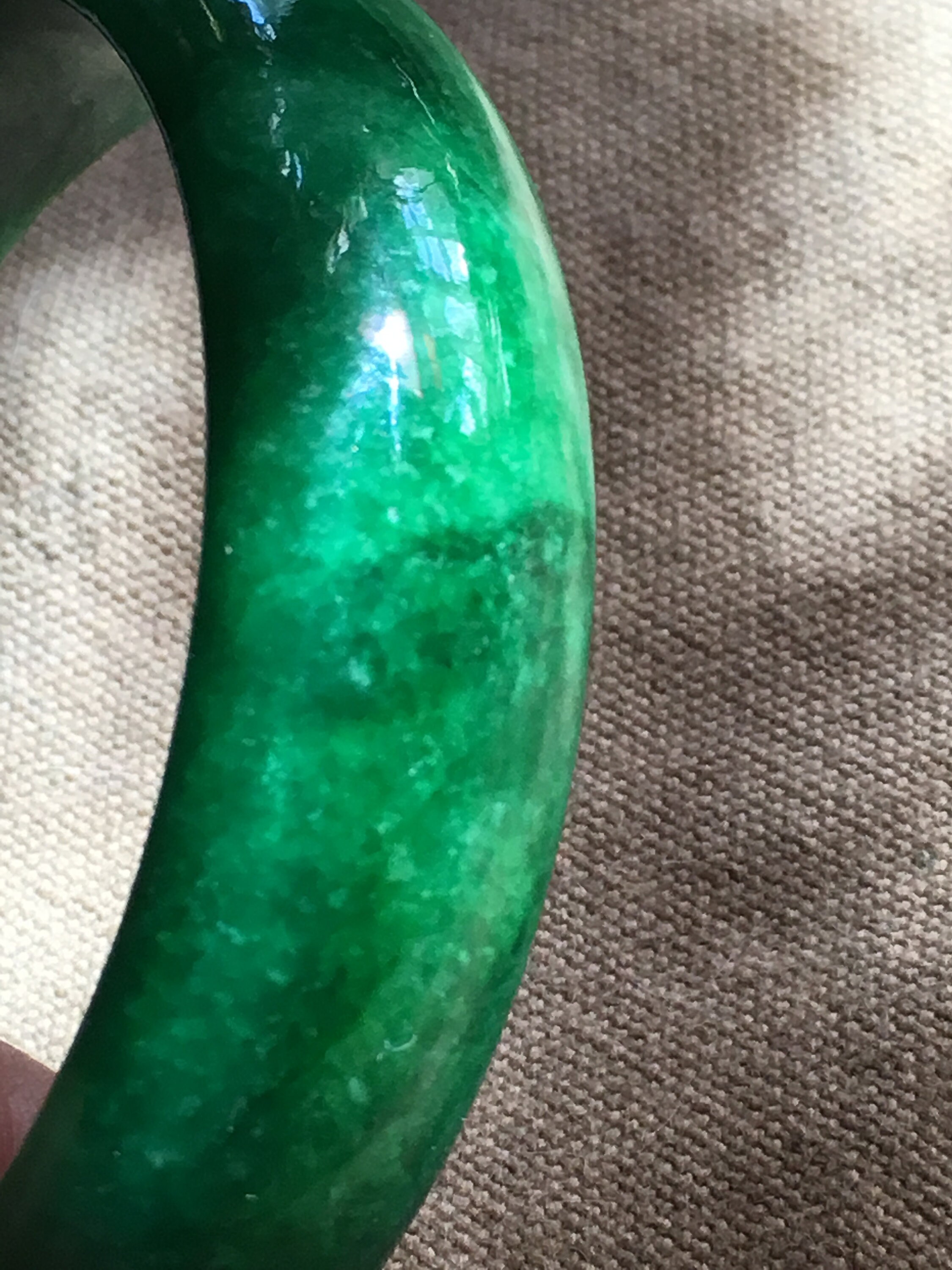 62.53 Mm Spinach Green Jadeite Bangle Bracelet 421 Thick Etsy
