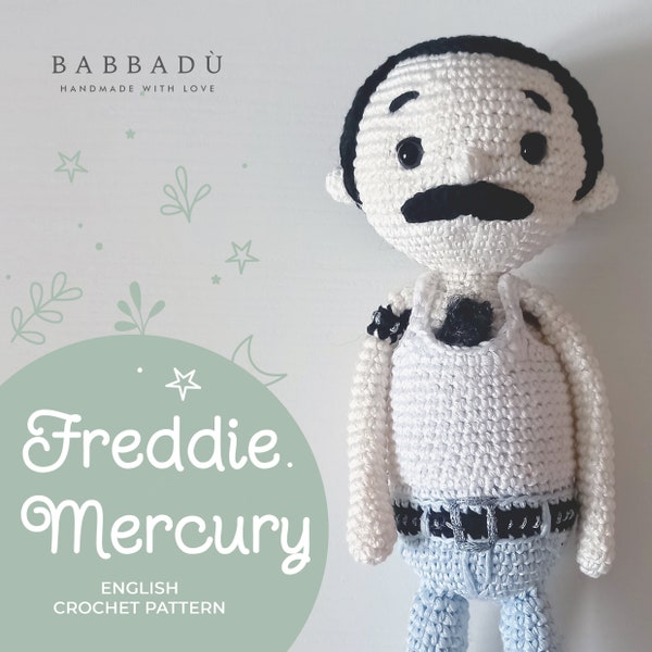 FREDDIE MERCURY Crochet English Pattern. Amigurumi doll tutorial