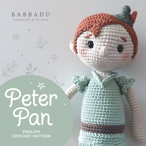PETER PAN Crochet English Pattern. Amigurumi tutorial. Crochet tutorial. Neverland
