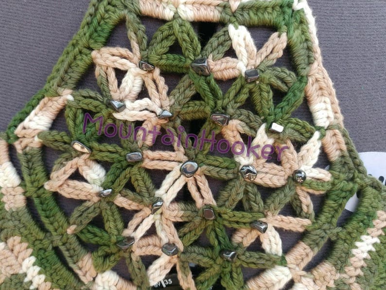 Sage Ombre Wild Flower of Life crochet halter top whematite