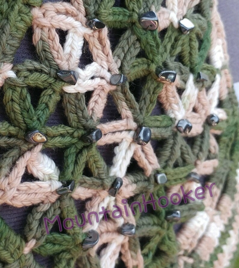 Sage Ombre Wild Flower of Life crochet halter top whematite