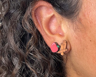 Wooden earrings: Apple and Cinnamon