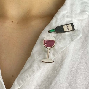 Wooden pins set: Wine and Glass image 1