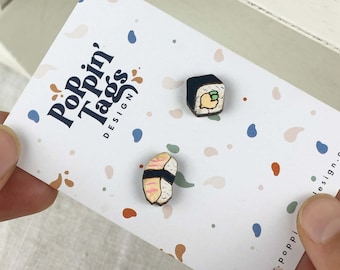 Wooden earrings: Sushi