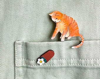 Paired Brooches: Nasty Cat