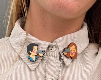 Collar Pins: String Telephone