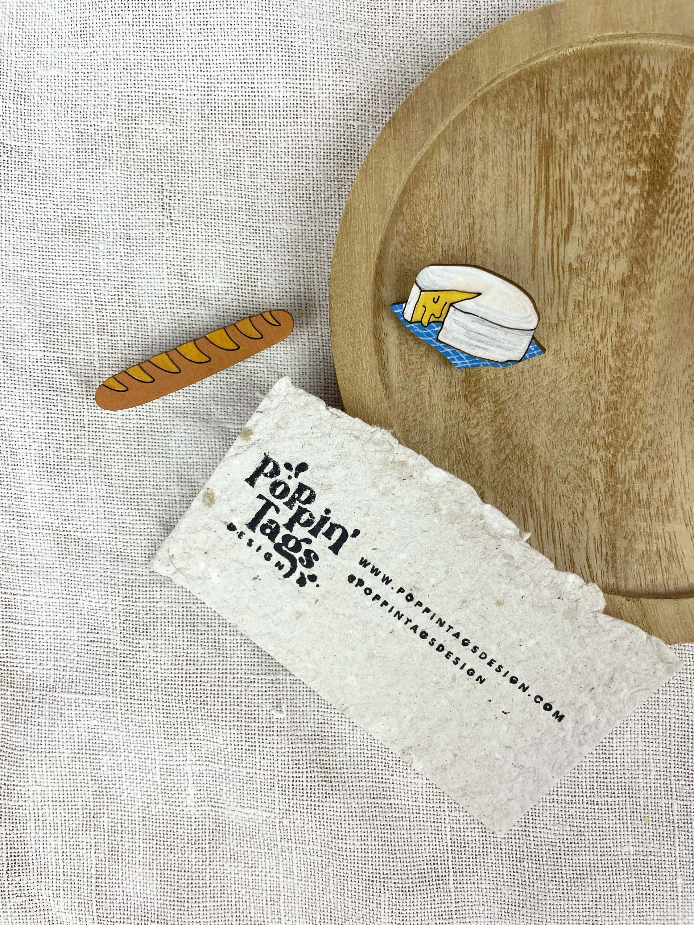 Baguette and Camembert Hand-Embroidered Pin Baguette and Camembert Hand-Embroidered Pin