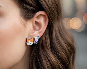 Wooden Earrings: Hachiko