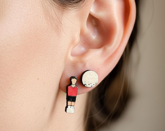 Wooden earrings: Foosball Table