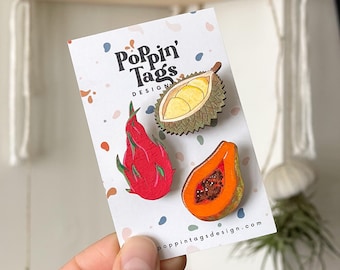 Wooden brooch: Tropical Fruit