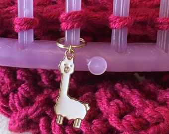 llama stitch marker/llama charm/stitch marker/handmade stitch marker/loom knit stitch marker/12mm stitch marker/enamel charm