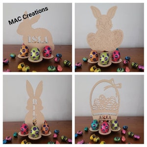 Easter Egg Holder - Personalised wooden egg holder - Basket or Bunny - Chocolate Holder - Egg Hunt - Laser Cut Wood -