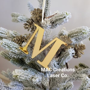 Letter Christmas Ornament - Double Layer - Flat Acrylic Bauble - Frosted - Mirror - Alphabet -