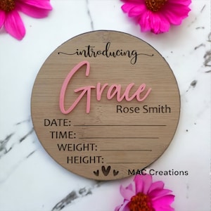 Wooden Birth Details Plaque - New Baby - Birth Announcement, Baby Name Plaque, Baby Arrival Sign, New Baby Gift, Nursery Decoration, Newborn