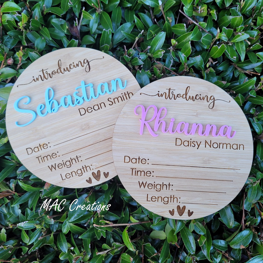 Wooden Birth Details Plaque - New Baby - Birth Announcement, Baby Name ...