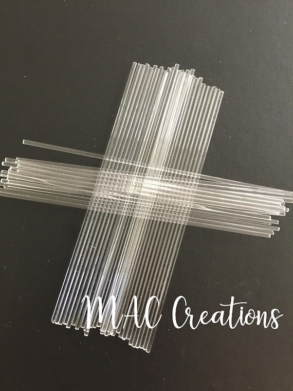 Bulk Clear Acrylic Perspex Rods - Cake Topper Sticks - Choose Diameter & Length