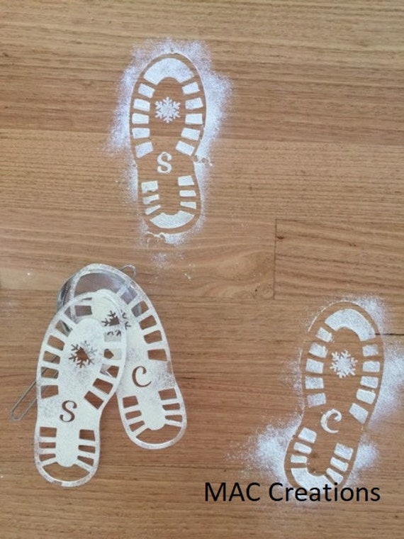 Santa Claus Footprints Bootprints Reusable acrylic Template Stencil - Snowy  or muddy footprints - boot print