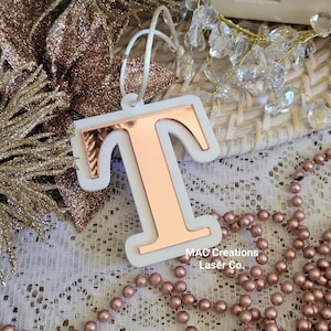 Letter Christmas Ornament - Double Layer - Flat Acrylic Bauble - Frosted - Mirror - Alphabet -