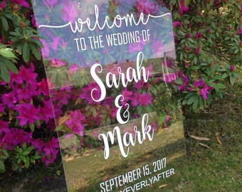 Acrylic/Clear Perspex Personalised Custom Made Wedding Welcome Sign
