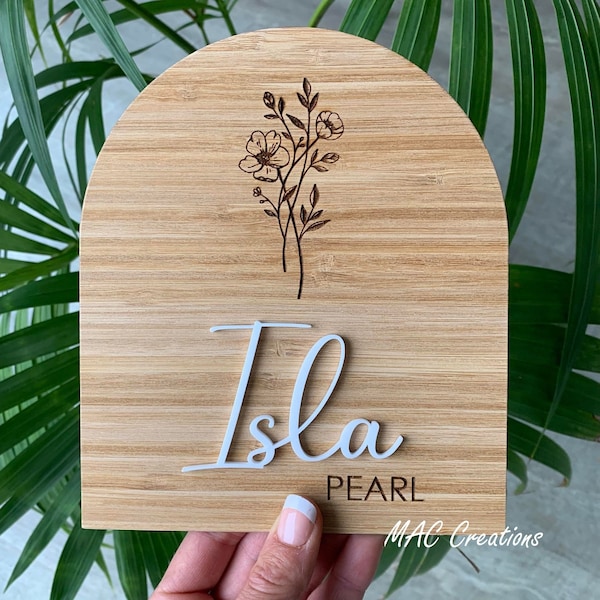 Wooden Birth Details Plaque - New Baby - Birth Announcement, Baby Name Plaque, Baby Arrival Sign, Arch Gift, Nursery Decoration, Newborn