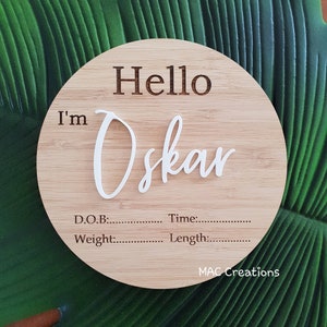 Wooden Birth Details Plaque - New Baby - Birth Announcement, Baby Name Plaque, Baby Arrival Sign, New Baby Gift, Nursery Decoration, Newborn