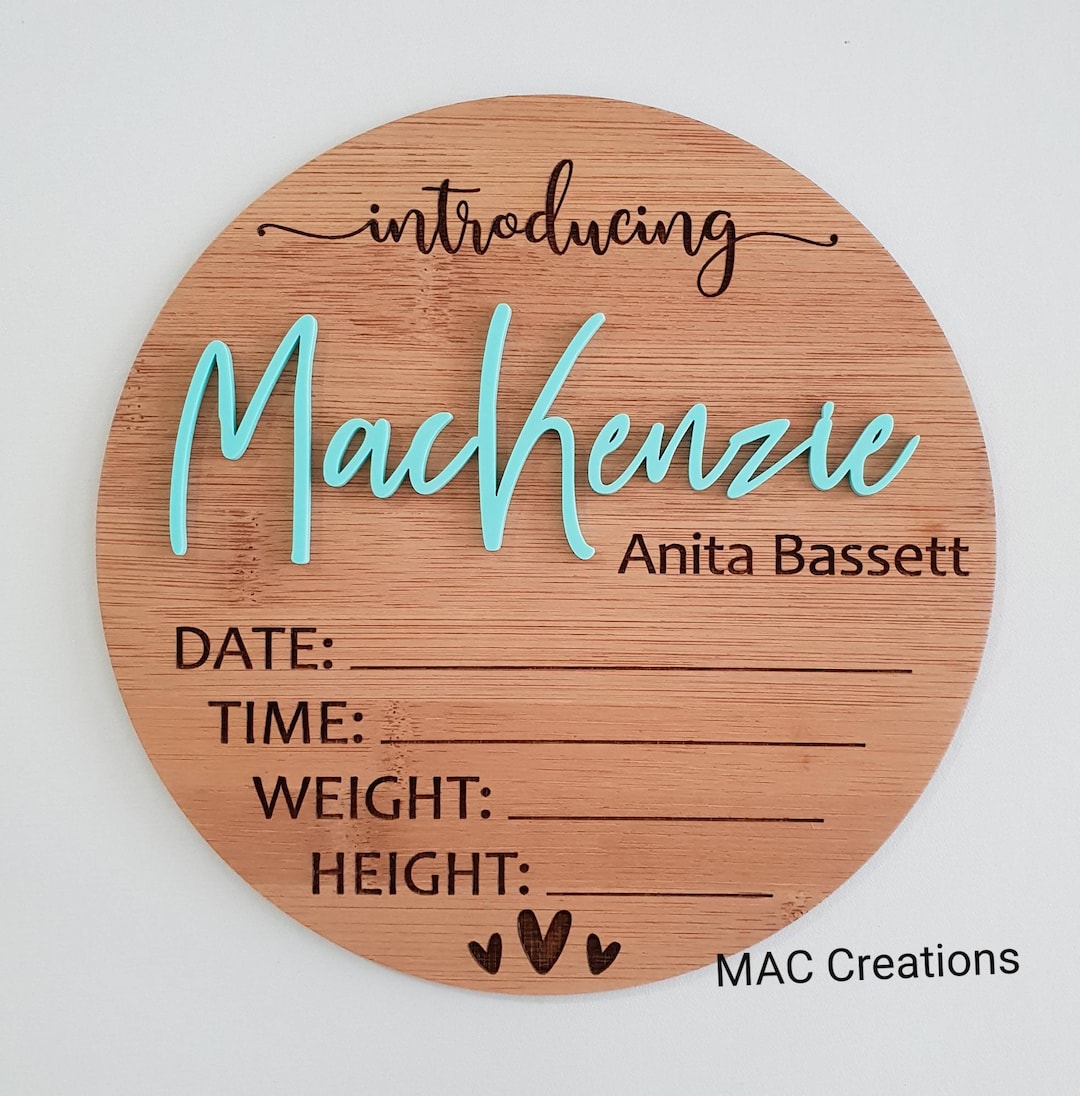Wooden Birth Details Plaque - New Baby - Birth Announcement, Baby Name ...