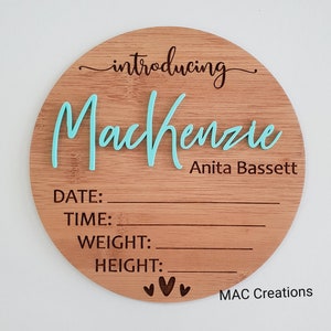 Wooden Birth Details Plaque - New Baby - Birth Announcement, Baby Name Plaque, Baby Arrival Sign, New Baby Gift, Nursery Decoration, Newborn