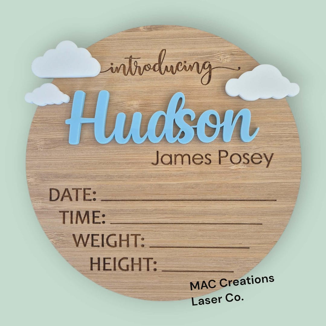 Custom Wooden Birth Announcement Plaque – Newborn Baby Name & Details ...
