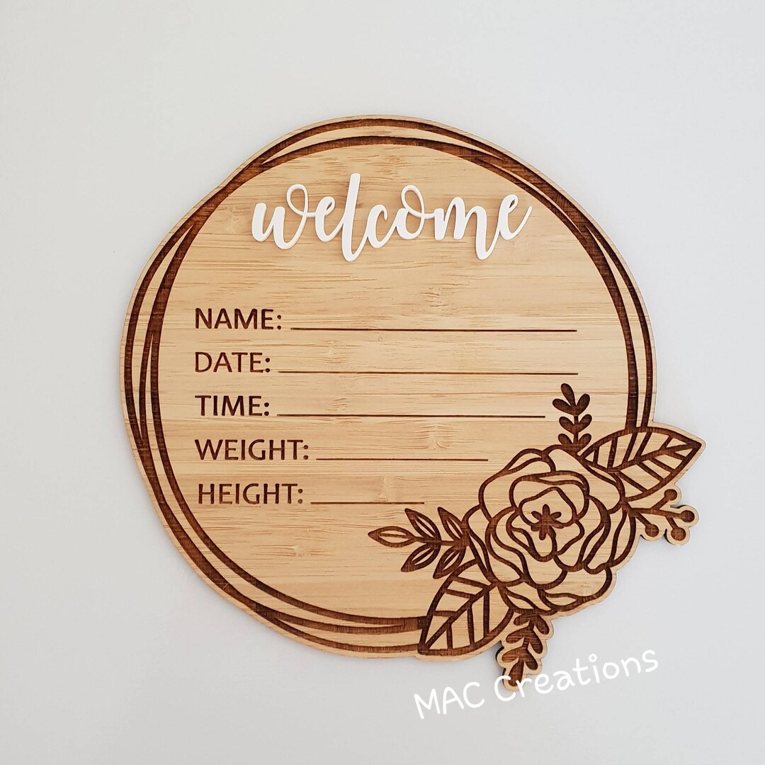 Wooden Birth Plaque New Baby Birth Announcement, Baby Name Plaque, Baby Arrival Sign, New Baby