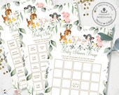Farm Animals Baby Bingo Printable, INSTANT DOWNLOAD, Pre-filled Chic Greenery Barnyard Gender Neutral Boy Girl Baby Shower Game Activity BY5