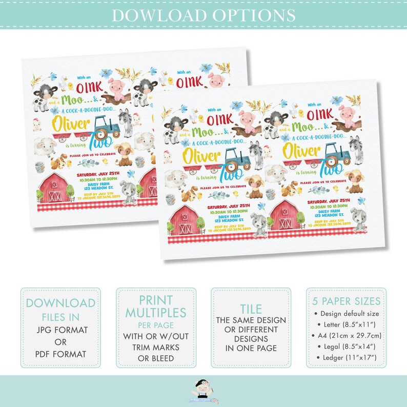 Cute Farm Animals Water Bottle Labels EDITABLE TEMPLATE Etsy