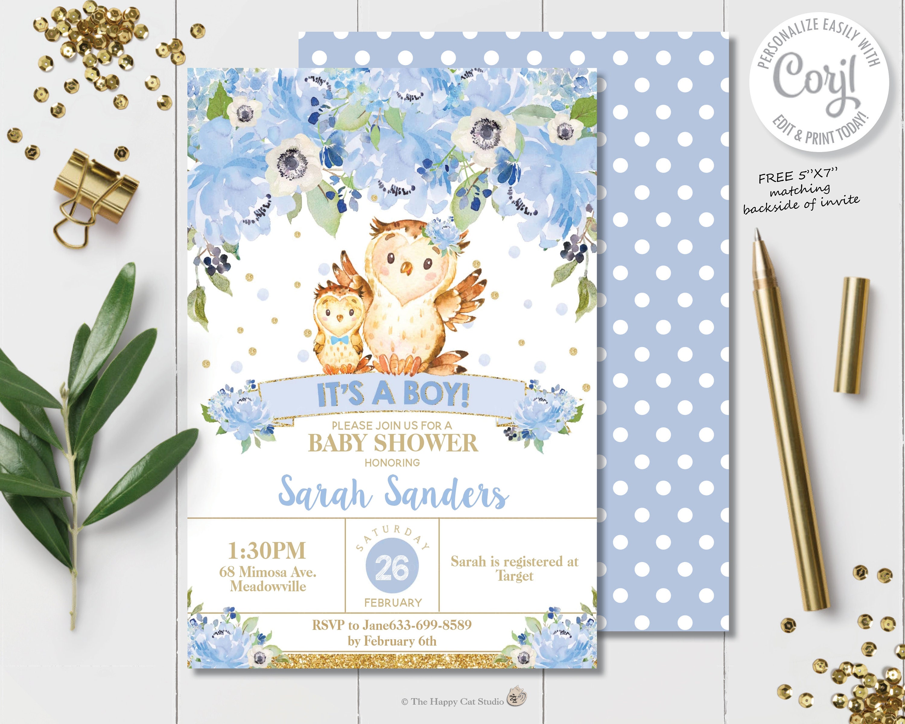Owl Baby Shower Invitation Owl Printable Owl Baby Boy Shower Etsy Australia