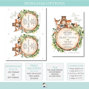 Twin Boys Elephant Water Bottle Labels, EDITABLE TEMPLATE, INSTANT Download, Wrapper Stickers, Cute Twins Baby Shower Favors Printable, EP3 image 3