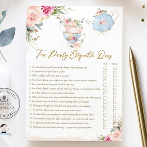 Jeu d'anniversaire pour la fête du thé, jeu d'anniversaire pour baby shower, jeu d'anniversaire pour la mariée, téléchargement immédiat