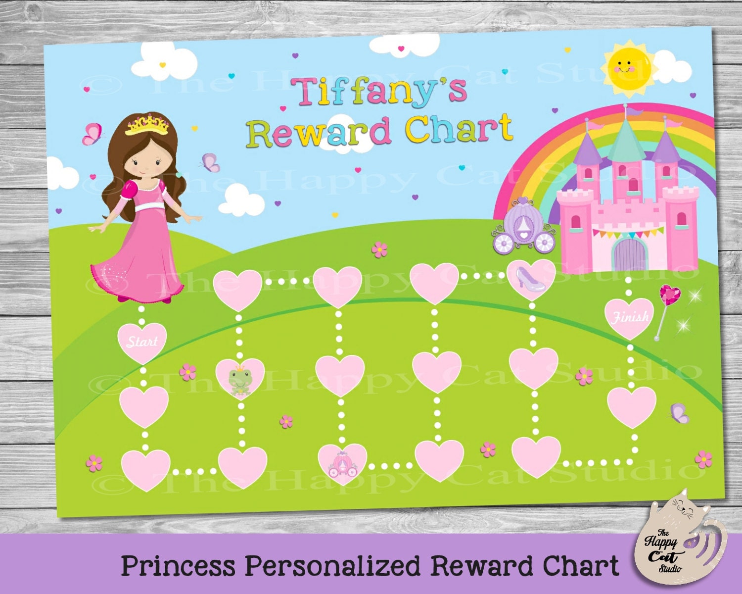 Princess Personalized Reward Chart Printable Digital Etsy