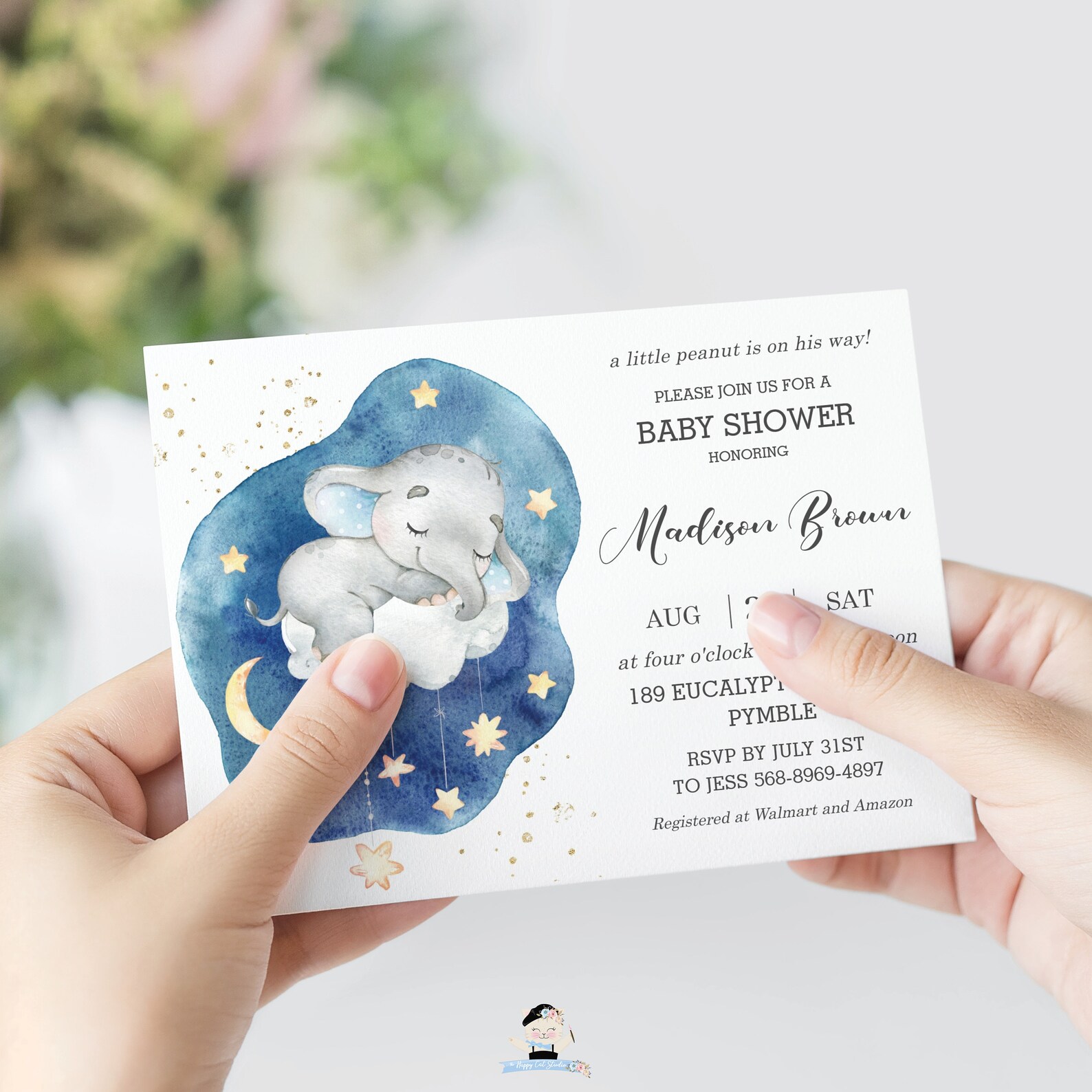 Elephant Baby Shower Invitation EDITABLE TEMPLATE Boy Etsy