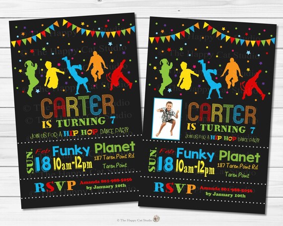 Dance Party Invitation, Hip Hop Invitation, Disco Party for Kids, Disco ...