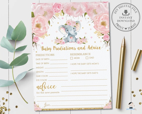 Instant Download Printable Baby Shower Advice Cards And Prediction Cards Girl Baby Shower Games Party Games Party Favors Games Blackswan Uz