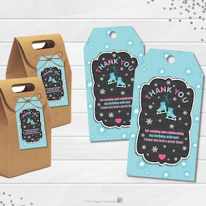 Ice Skating Thank You Tags, Favor Gift Labels, Ice Skate, Winter, Birthday Party, Girls, Lolly, Loot Bag Tag, Printable INSTANT DOWNLOAD SK1